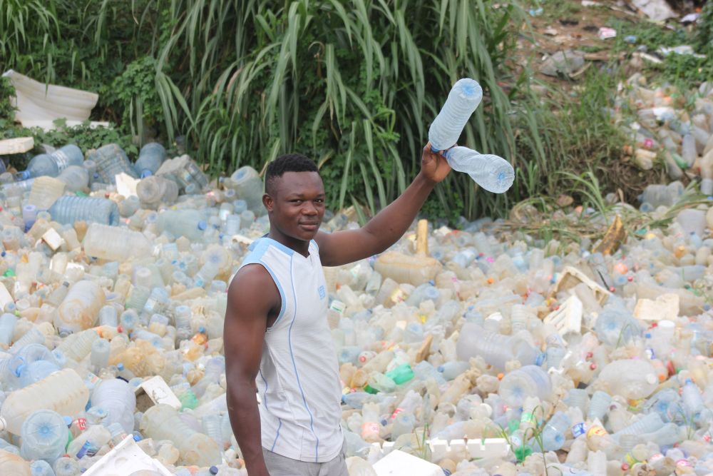 Plastic bottles have some re-use value in Douala, Cameroon