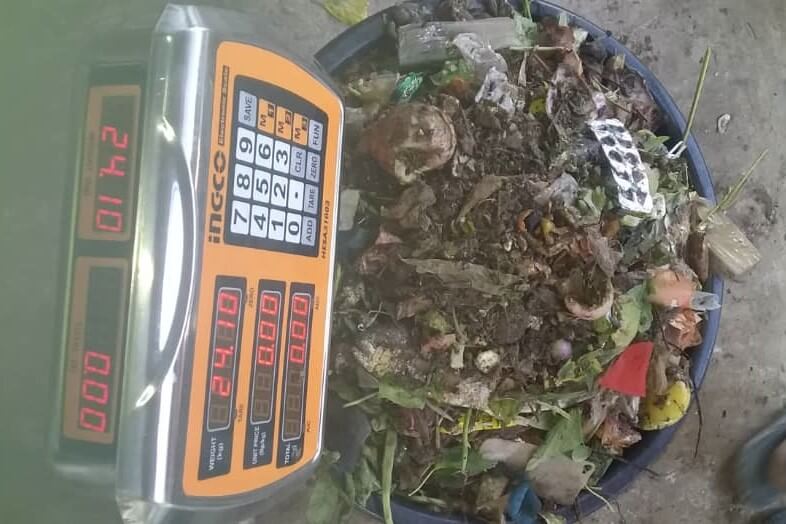Food waste is weighed and recorded